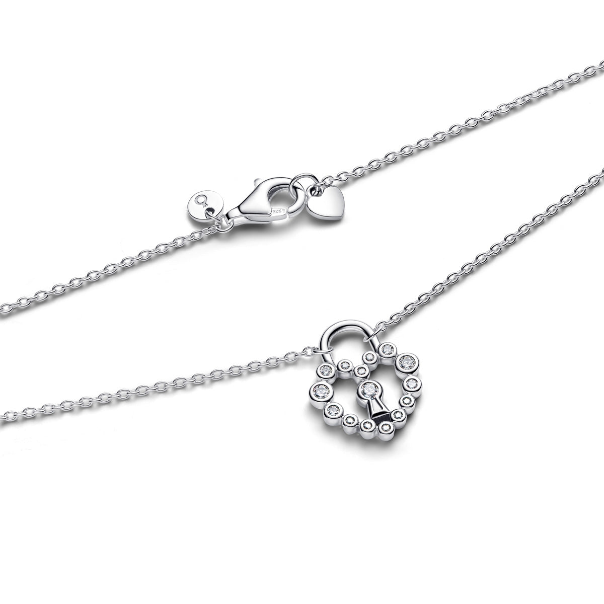 Pandora Silver Sparkling Heart Padlock Pendant Necklace