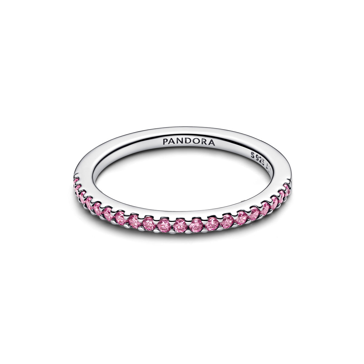 Pandora Silver Sparkling Pink Band Ring