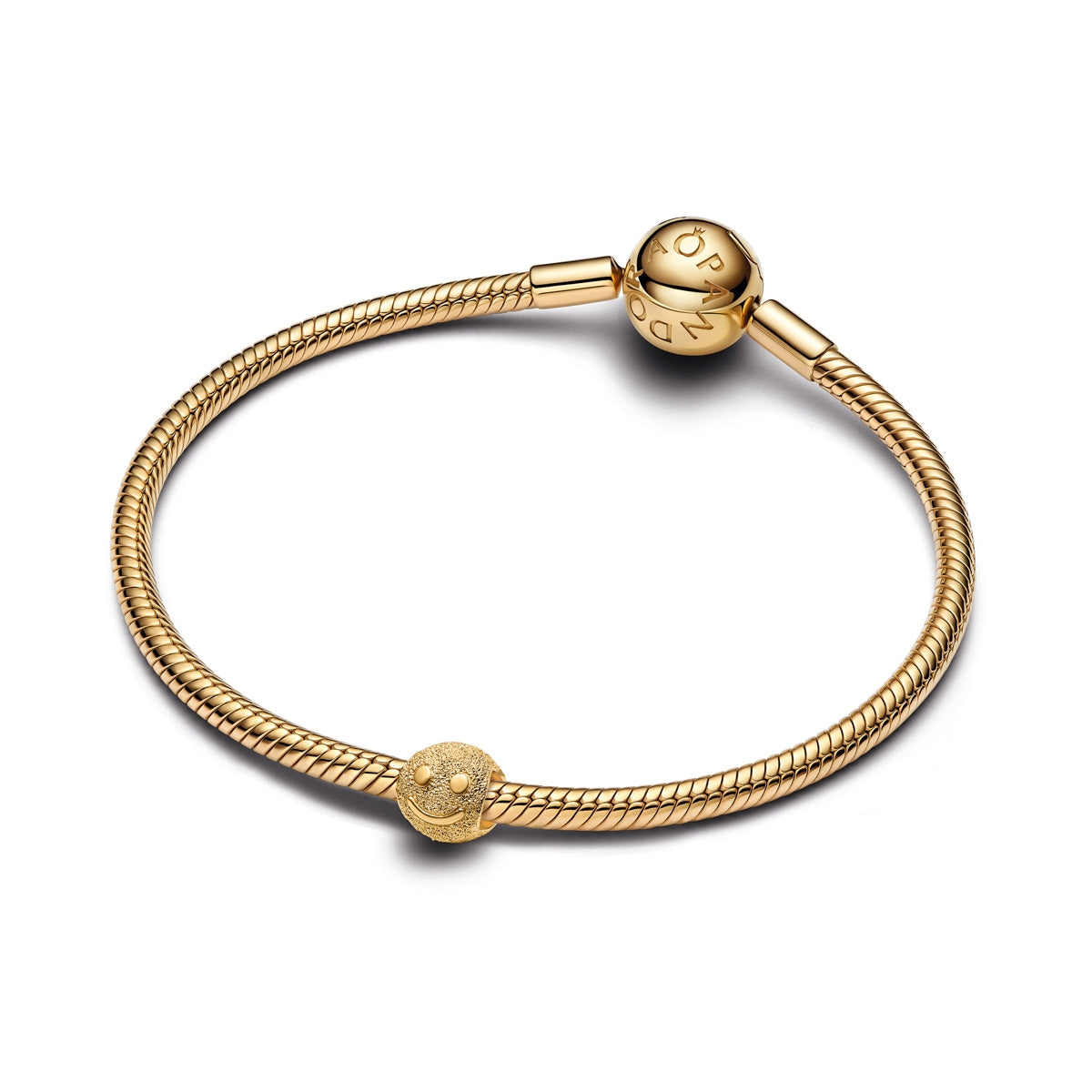 Pandora Gold Textured Happy Face Mini Charm