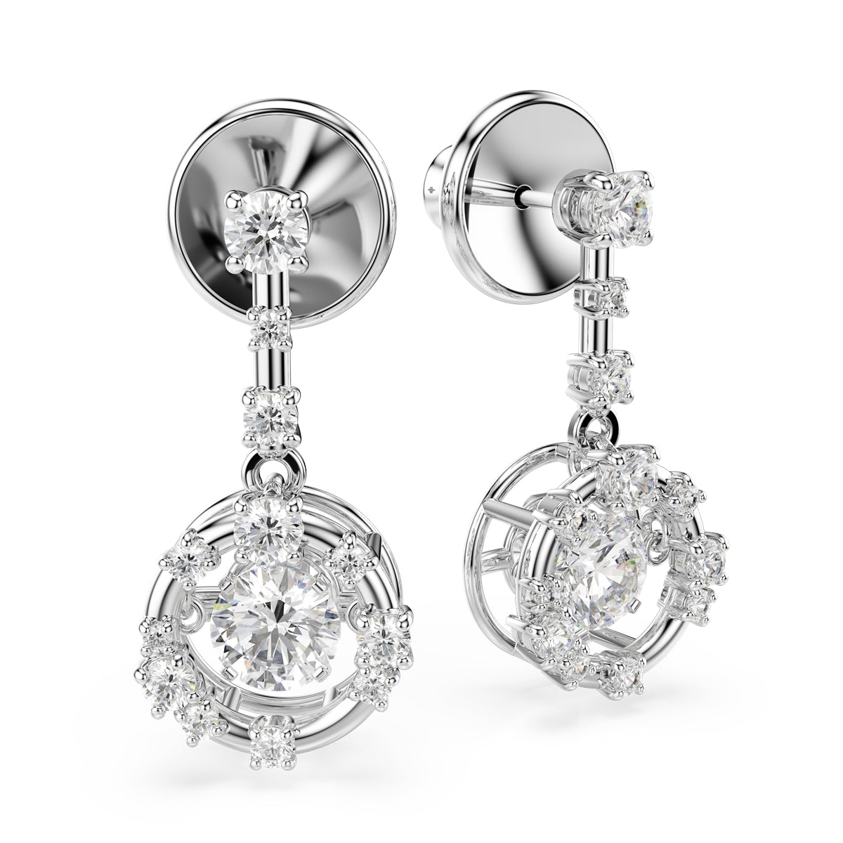 Swarovski Rhodium Plated Constella Round Cut Dancing Stones Drop Earrings