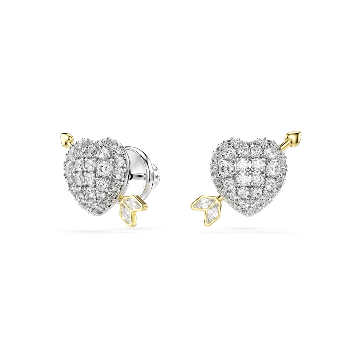 Swarovski Two-Toned Idyllia Arrow Pierced Heart Stud Earrings