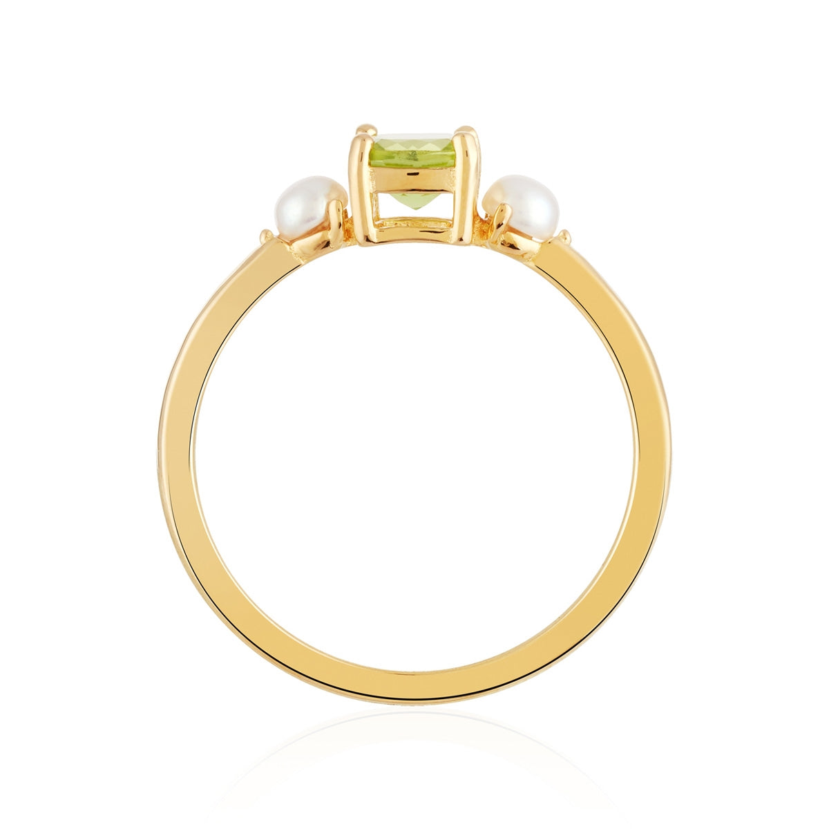Argento Gold Round Pearl Peridot Ring