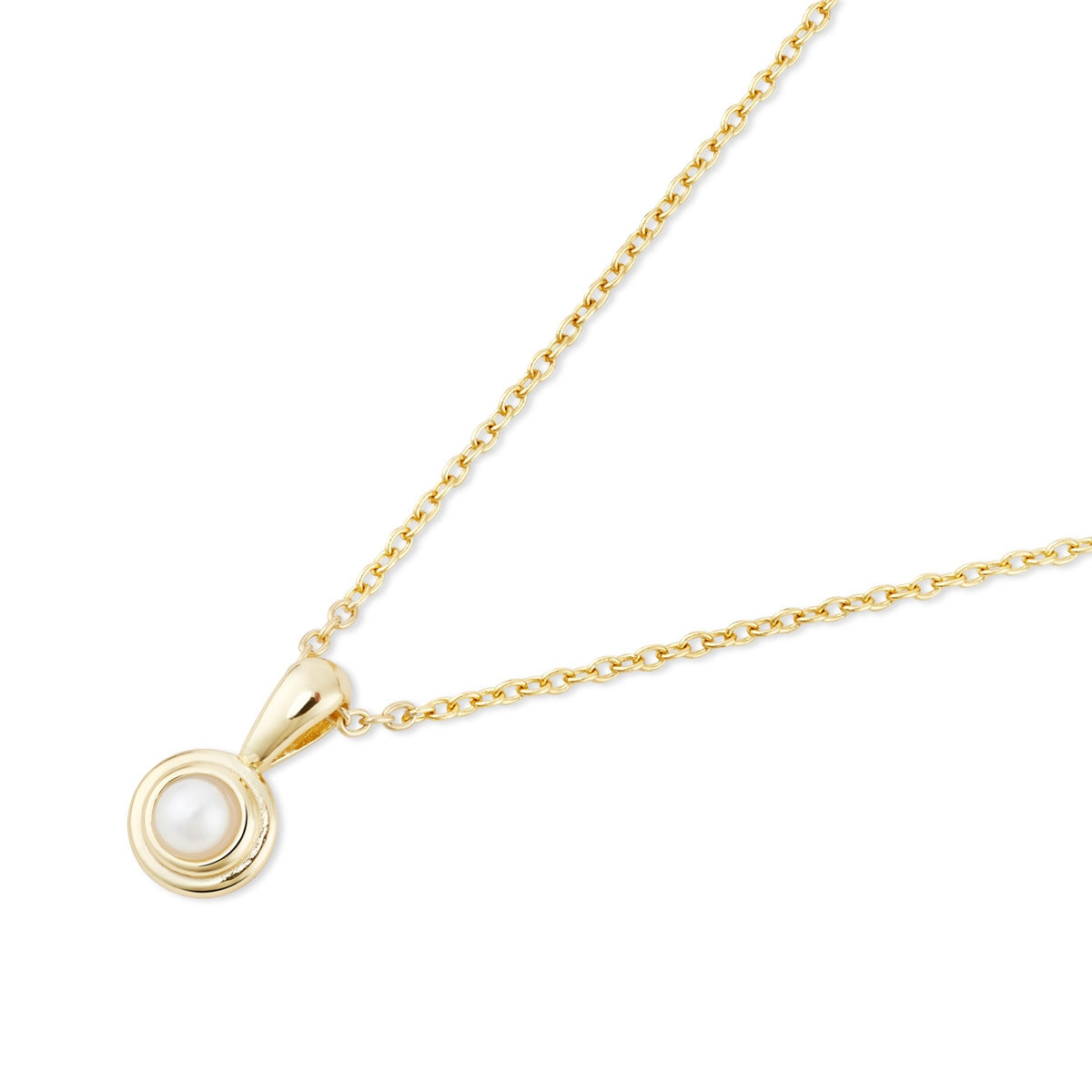 Argento Gold Bezel Pearl Necklace