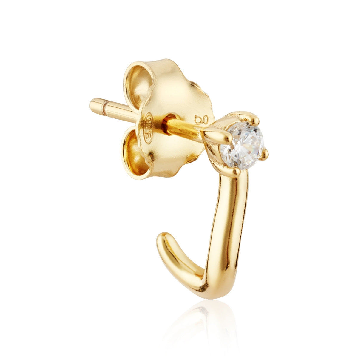 Argento Gold CZ Wave Half Hoop Earrings
