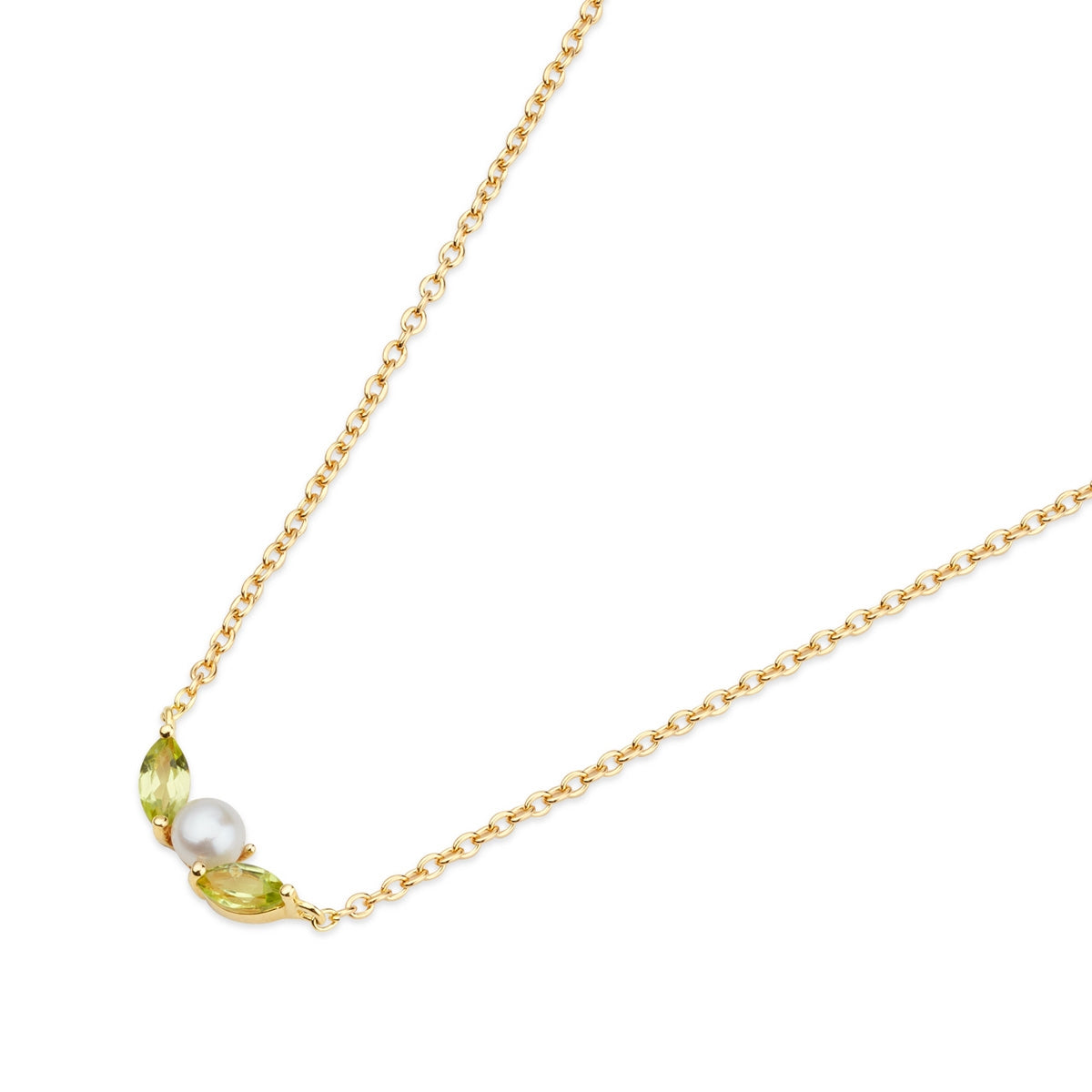 Argento Gold Floral Pearl Peridot Necklace