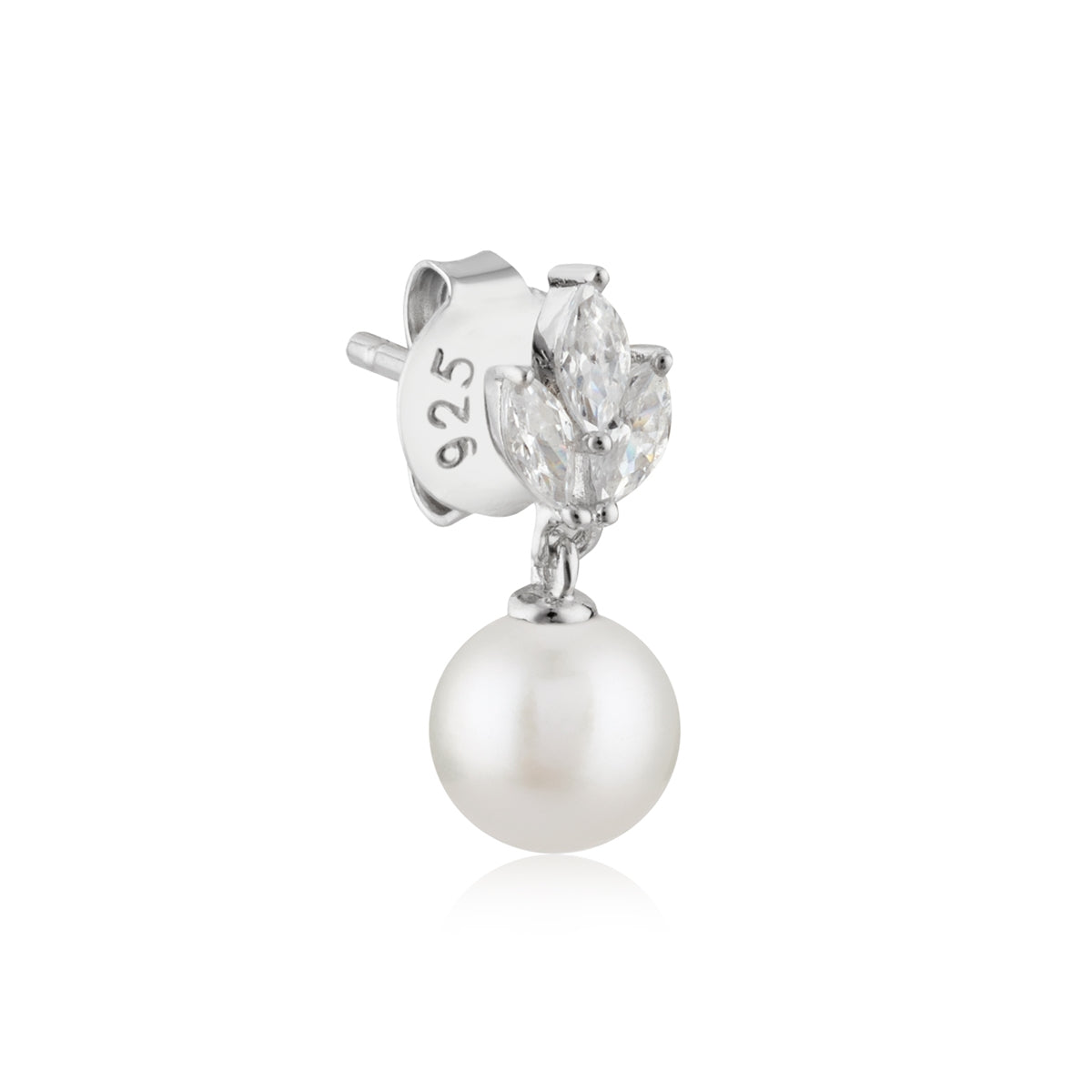 Argento Silver Floral Marquise Pearl Earrings
