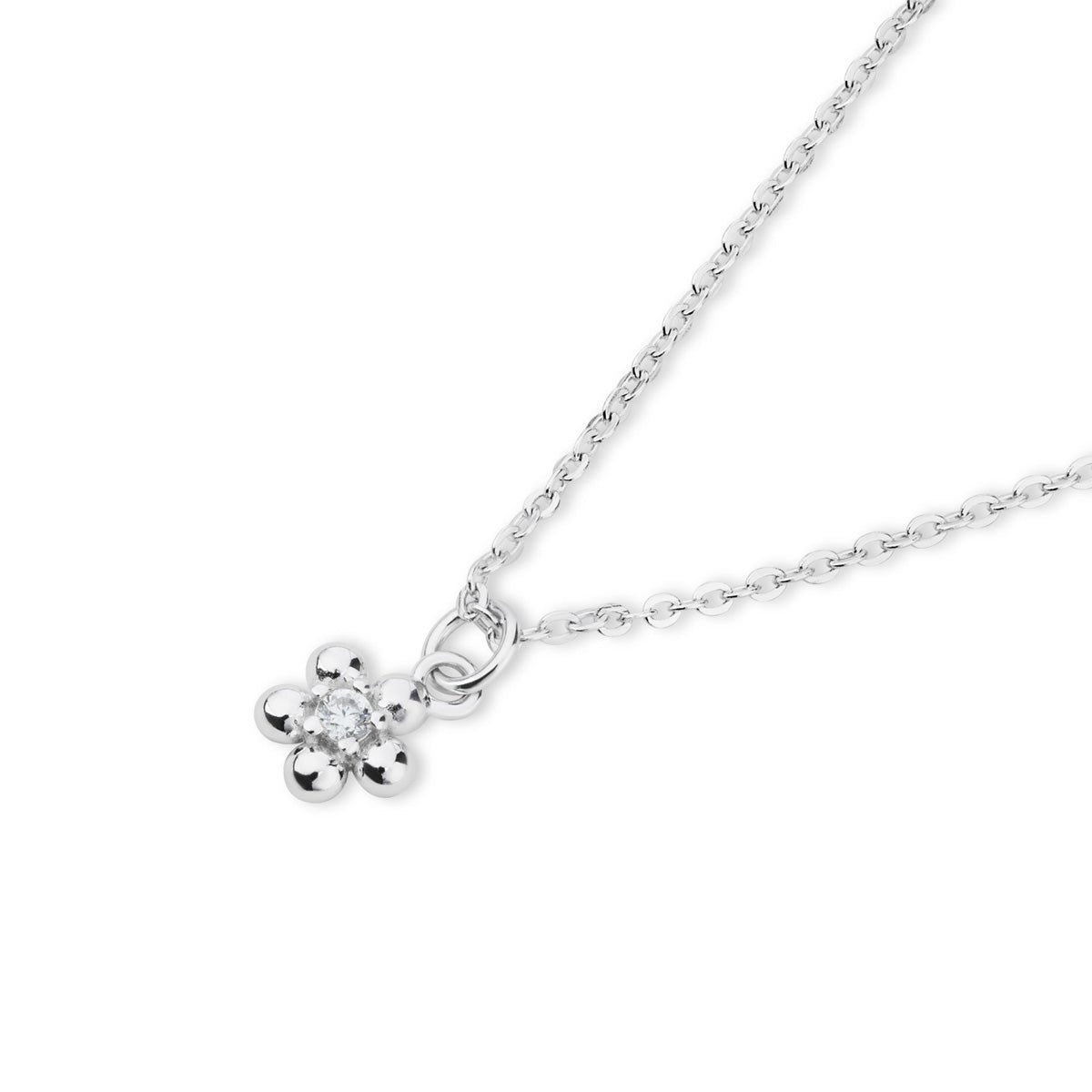Argento Silver Kids Flower CZ Bubble Necklace