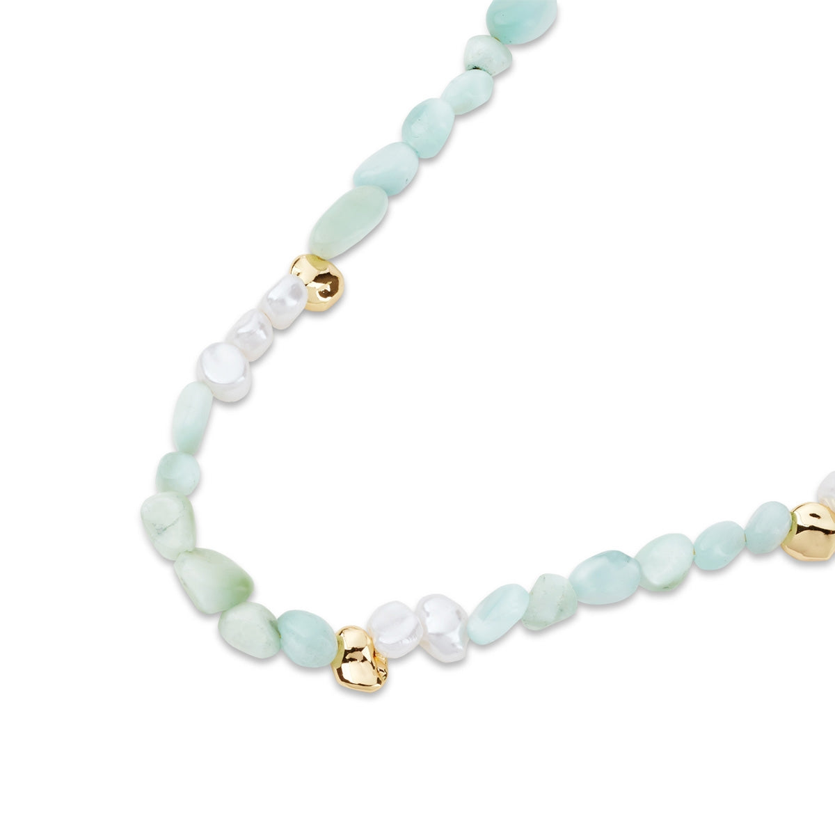August Woods Gold Mint Larimar Stone Beaded Necklace