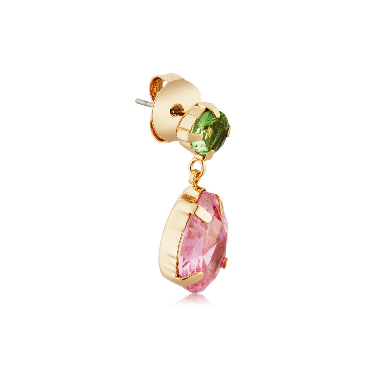 August Woods Gold Sorbet Pink Green Drop Earrings