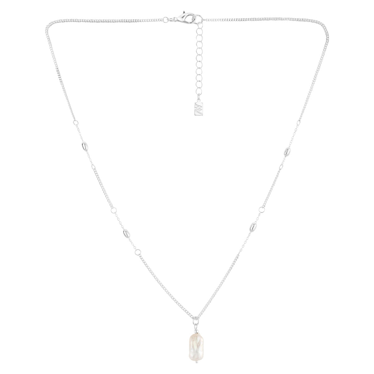 August Woods Silver Freshwater Baroque Pearl Necklace