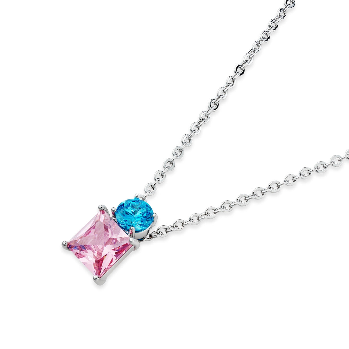 August Woods Silver Sorbet Blue Pink Necklace