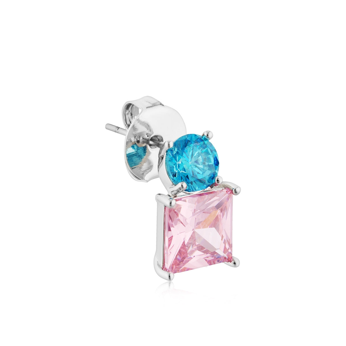 August Woods Silver Sorbet Blue Pink Stud Earrings