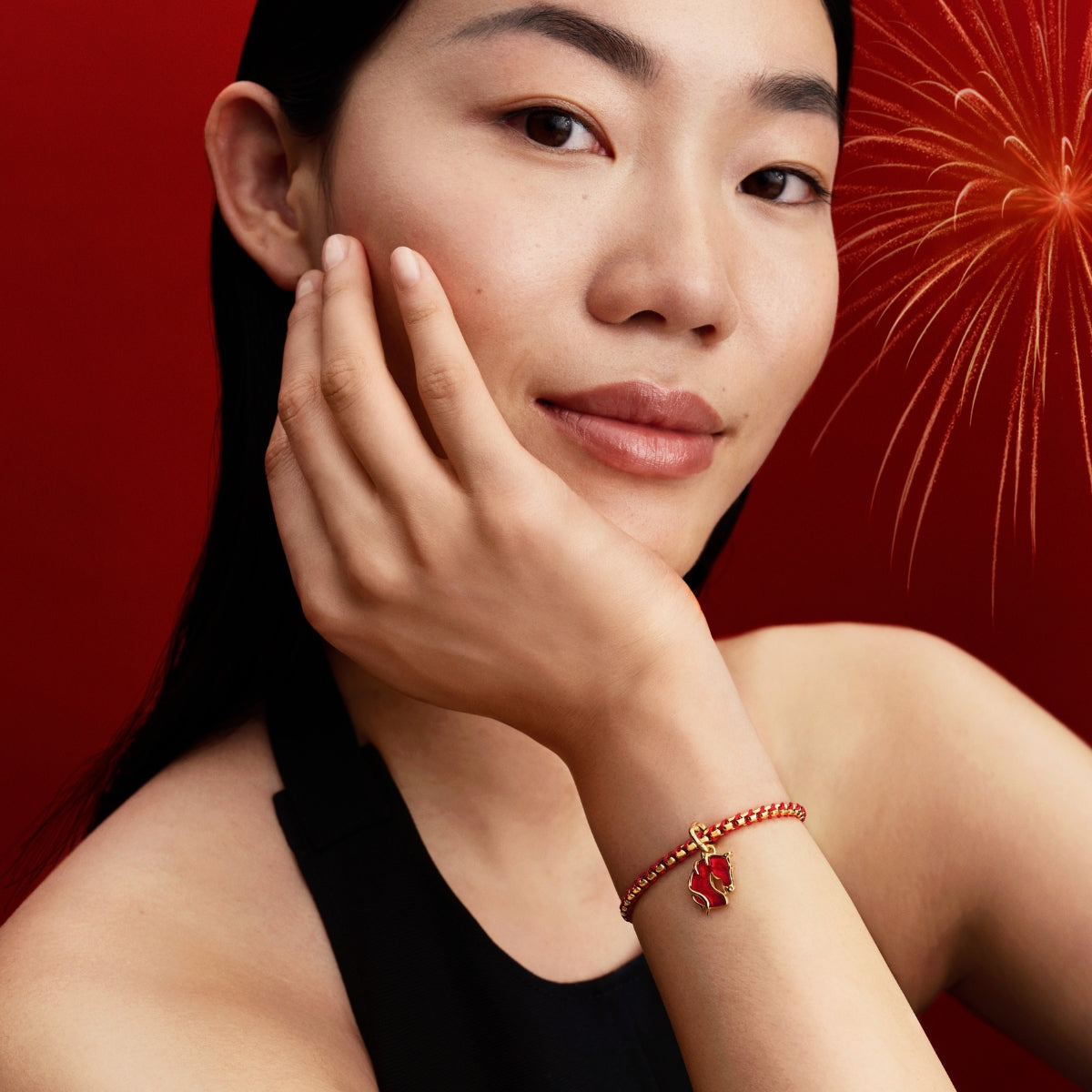 Gold Red Fire Year of Horse Bracelet Set