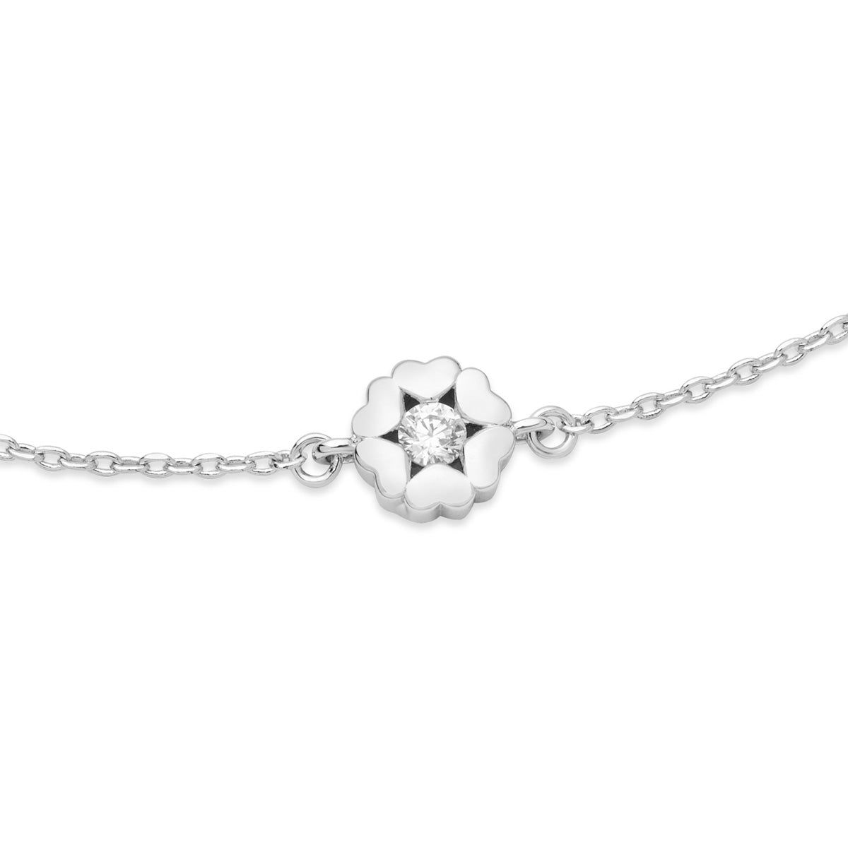 August Woods Silver Mum & Me Adult CZ Heart Bracelet