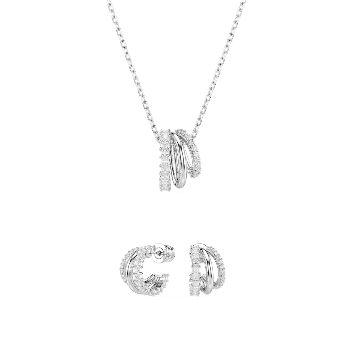 Rhodium Plated Hyperbola Round Cut Gift Set