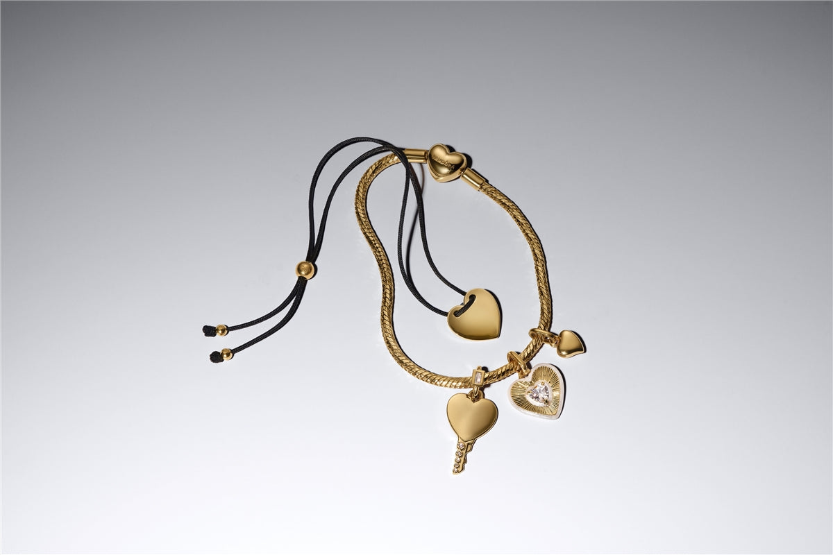 Pandora Gold Engravable Heart Key Pendant