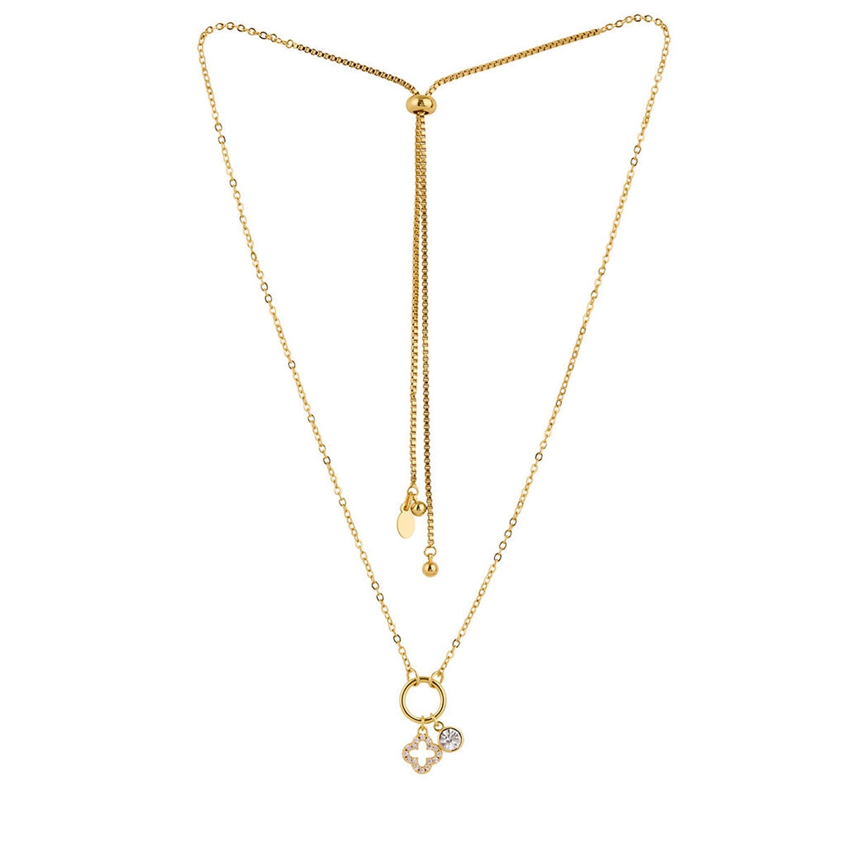 Karma Gold Pavé Clover Charm Link Necklace