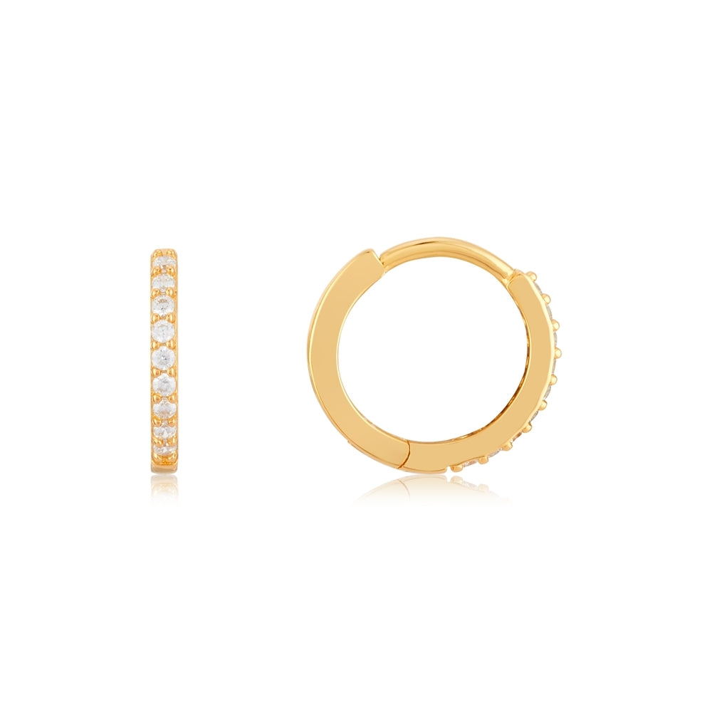 Argento Gold CZ Hoop Pearl Earring Stack