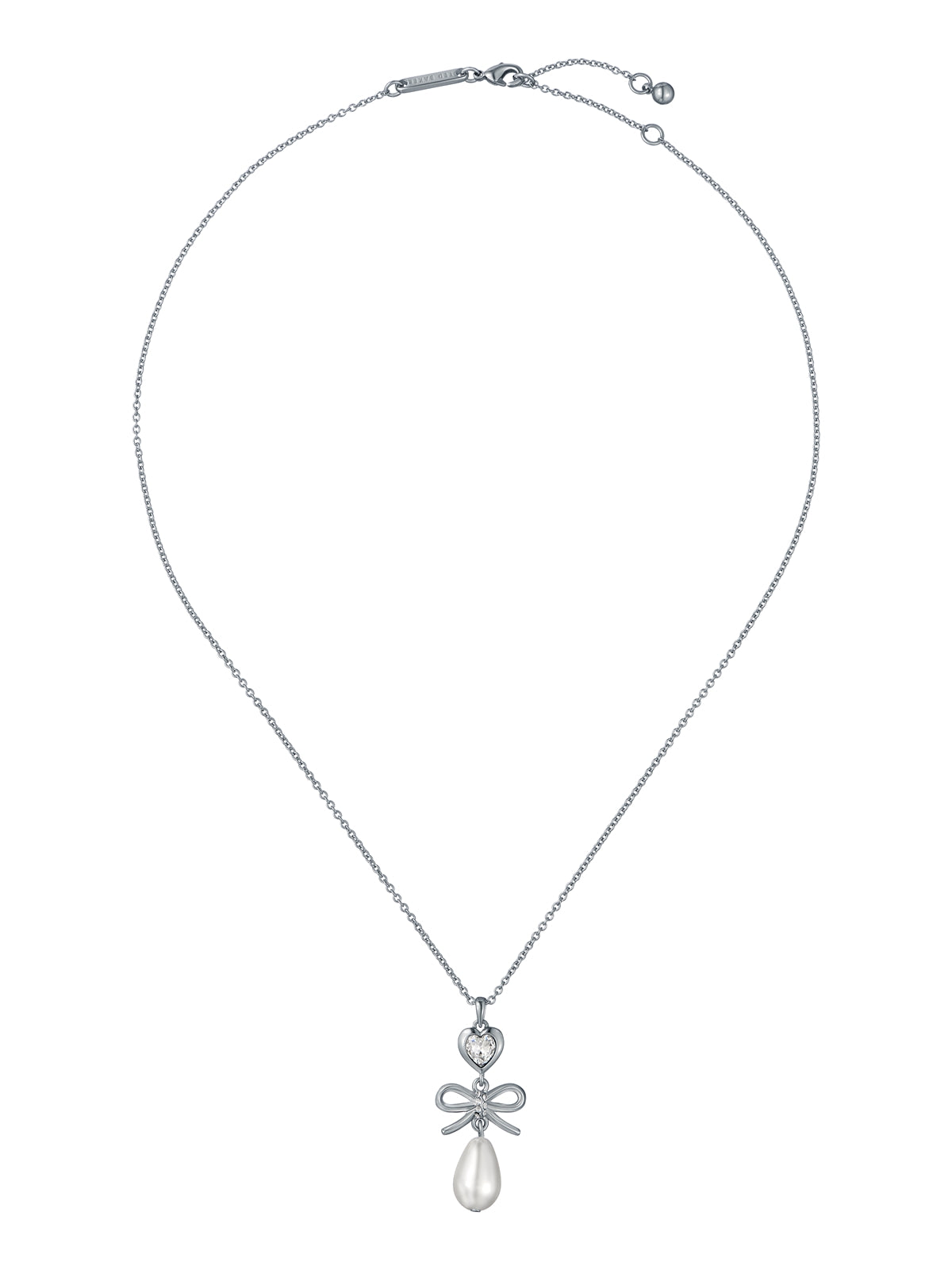 Ted Baker Silver Imogen Icon Charm Heart Bow Pearl Necklace