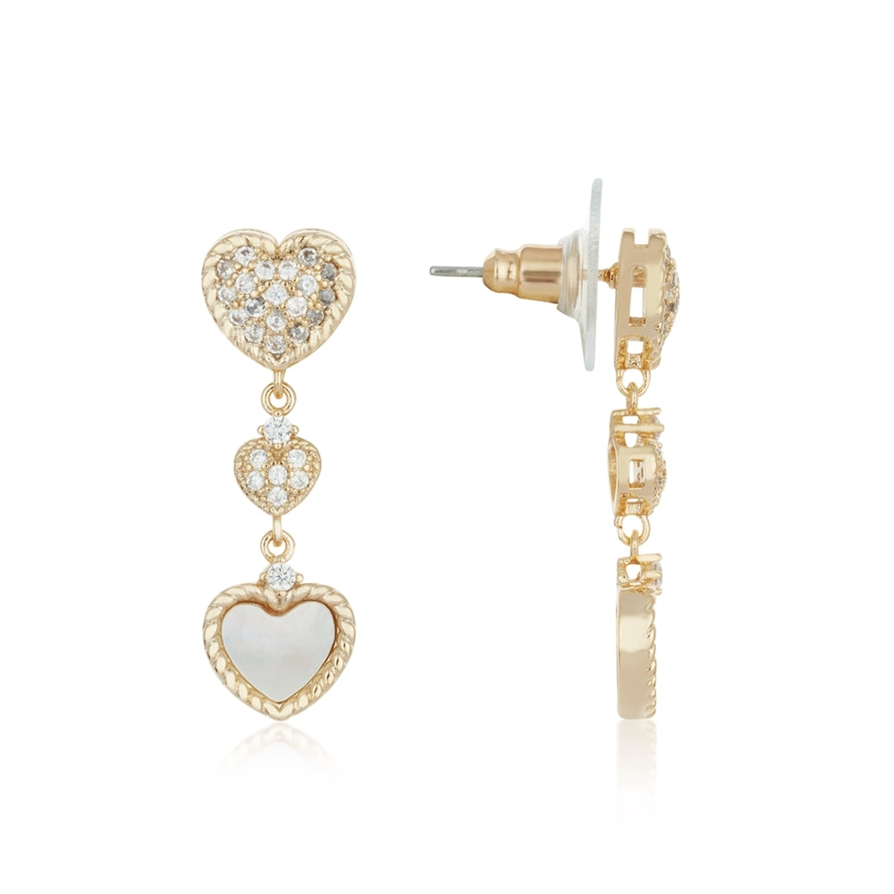 August Woods Gold Mother of Pearl Heart Drop Jewellery Set