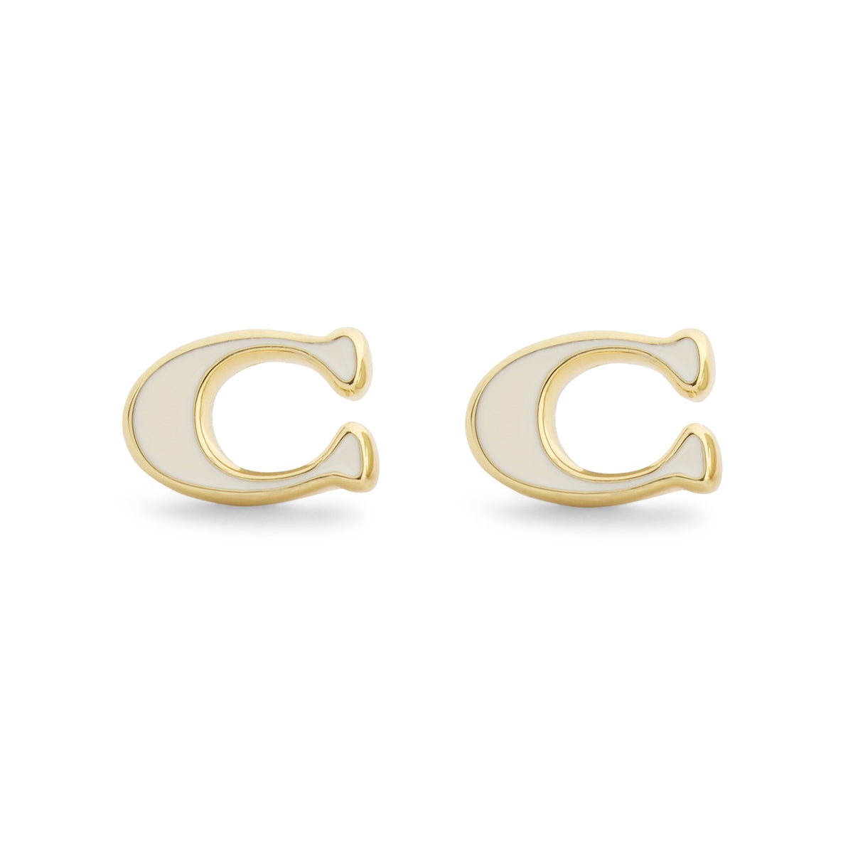 Coach Gold White Enamel C Logo Studs