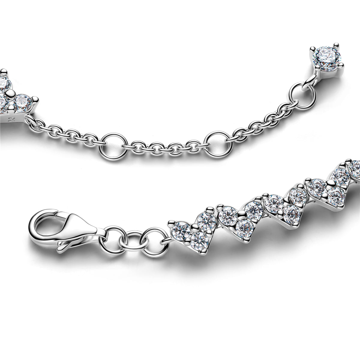 Pandora Silver Triple Stone Heart Bracelet