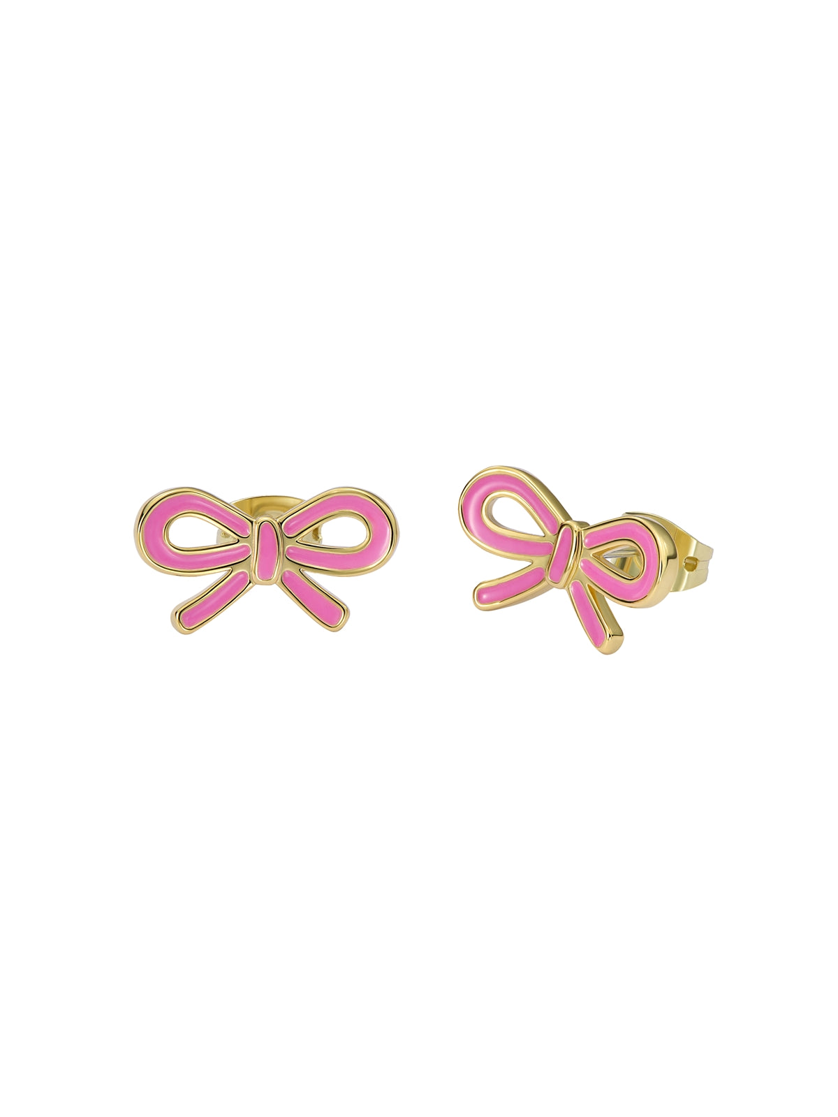 Ted Baker Gold Bowie Tie Bow Hot Pink Studs