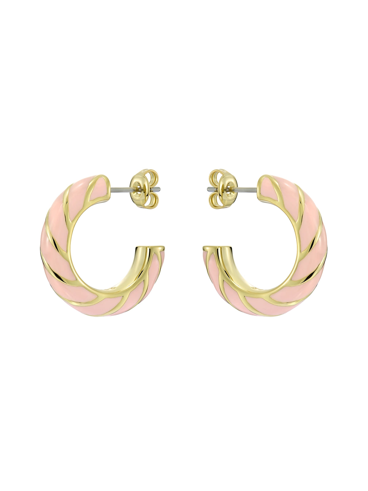 Ted Baker Gold Trinna Twisted Light Pink Enamel Hoops