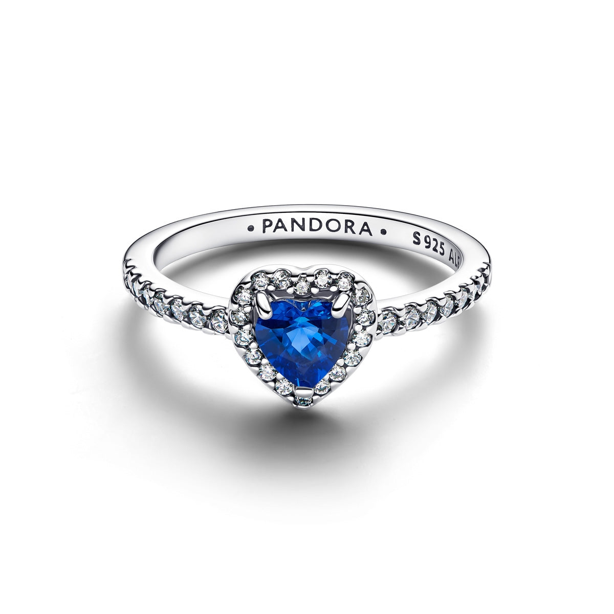 Pandora Silver Elevated Princess Blue Heart Ring