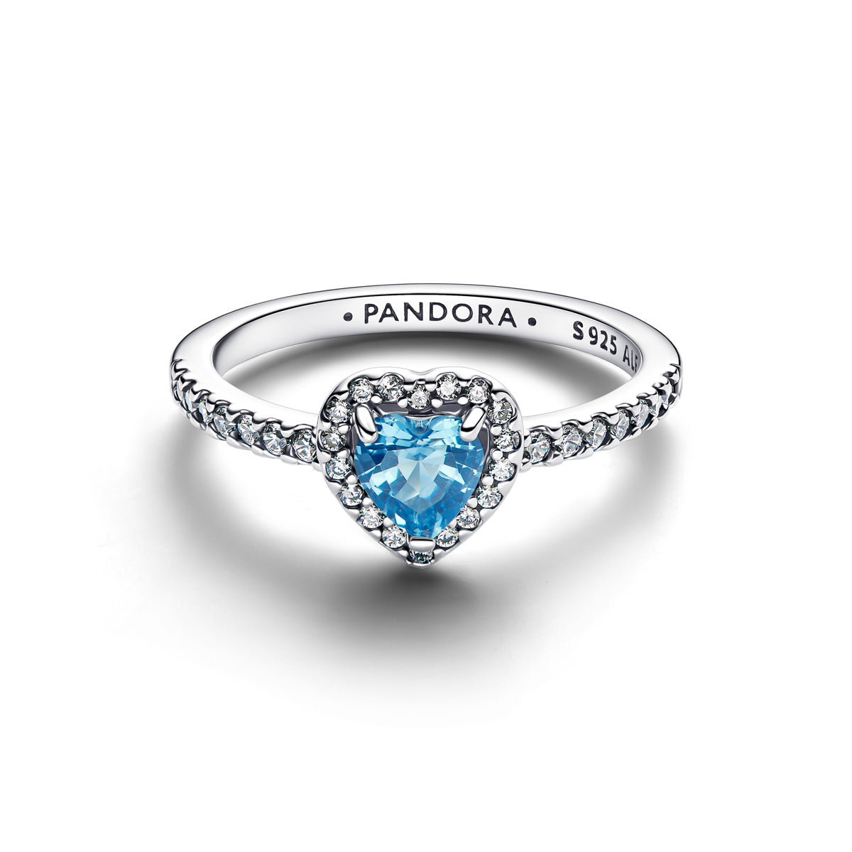 Pandora Silver Elevated Light Blue Heart Ring