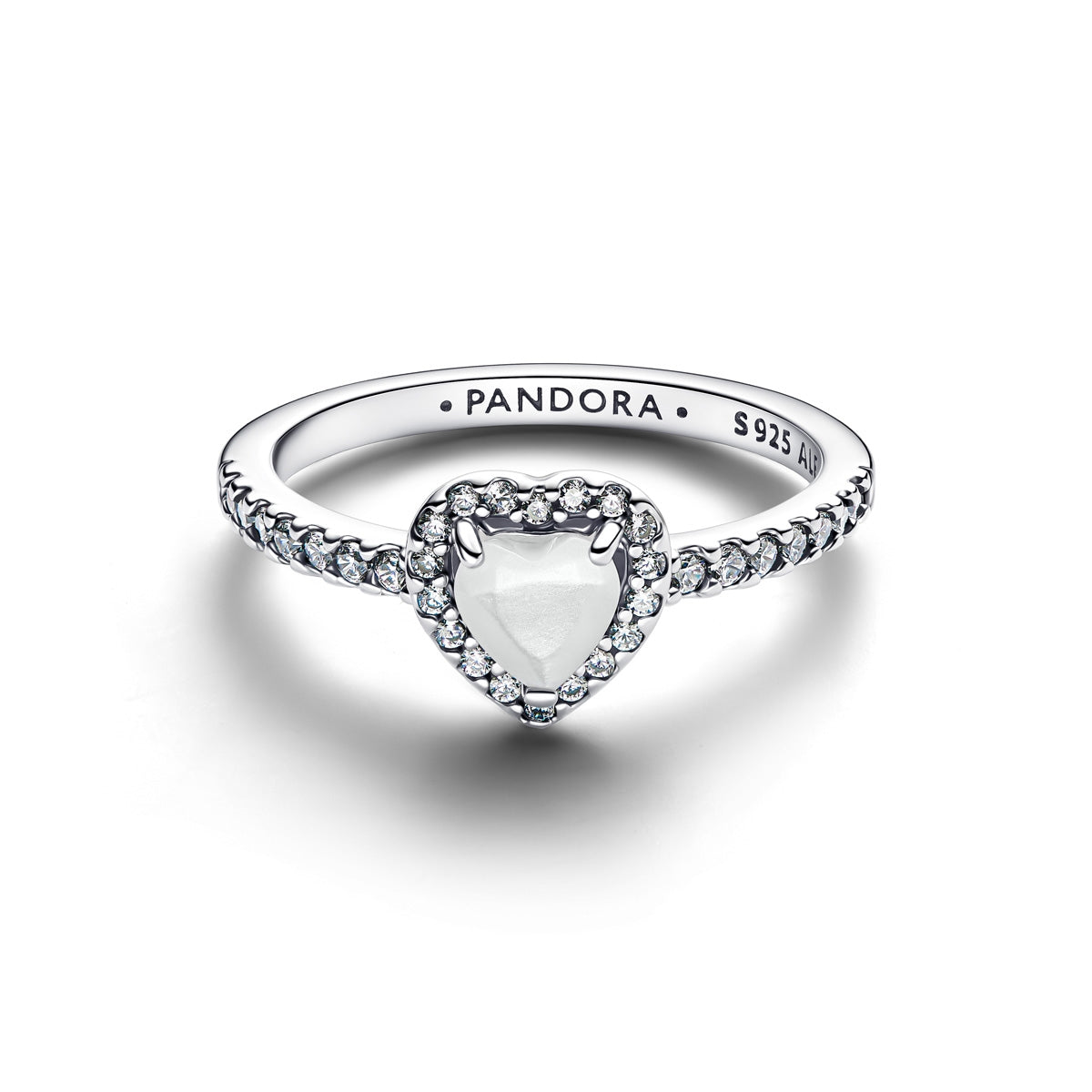Pandora Silver Elevated White Heart Ring