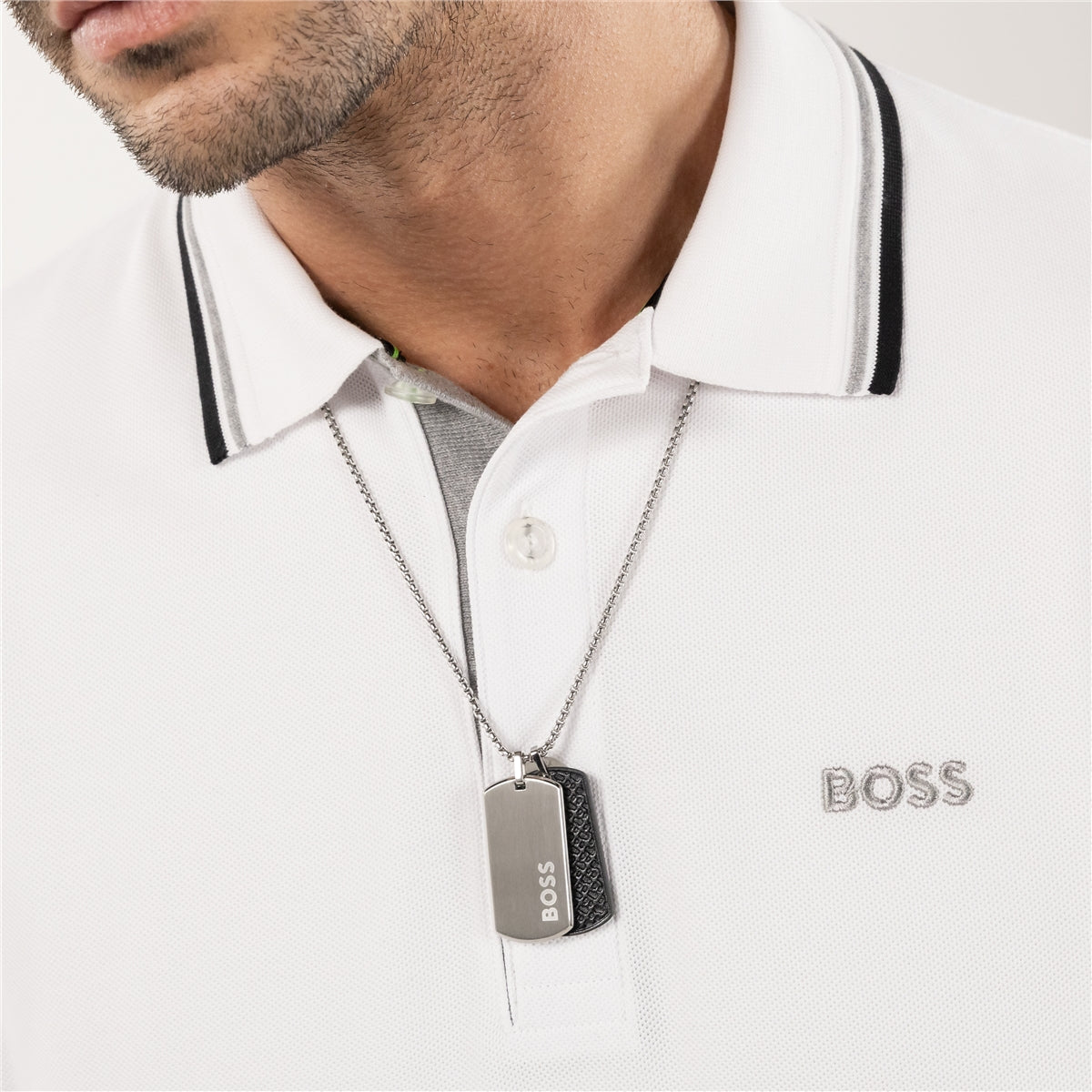 Boss Devon Dog Tag Silver Necklace