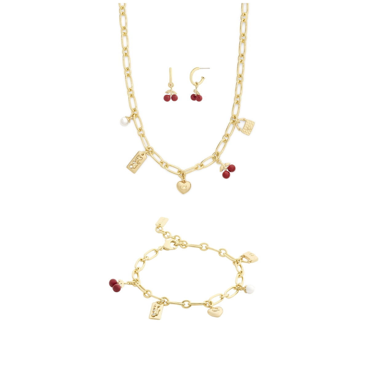 Gold Red Cherry Mix Charm Gift Set