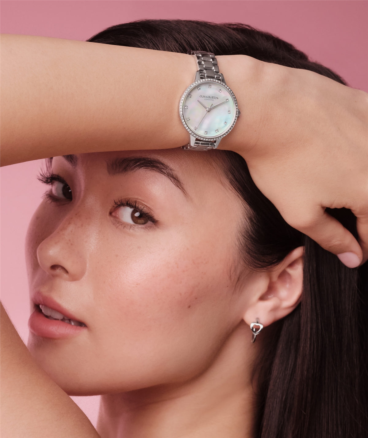 Olivia Burton Silver Captivate Mother of Pearl Dial Watch