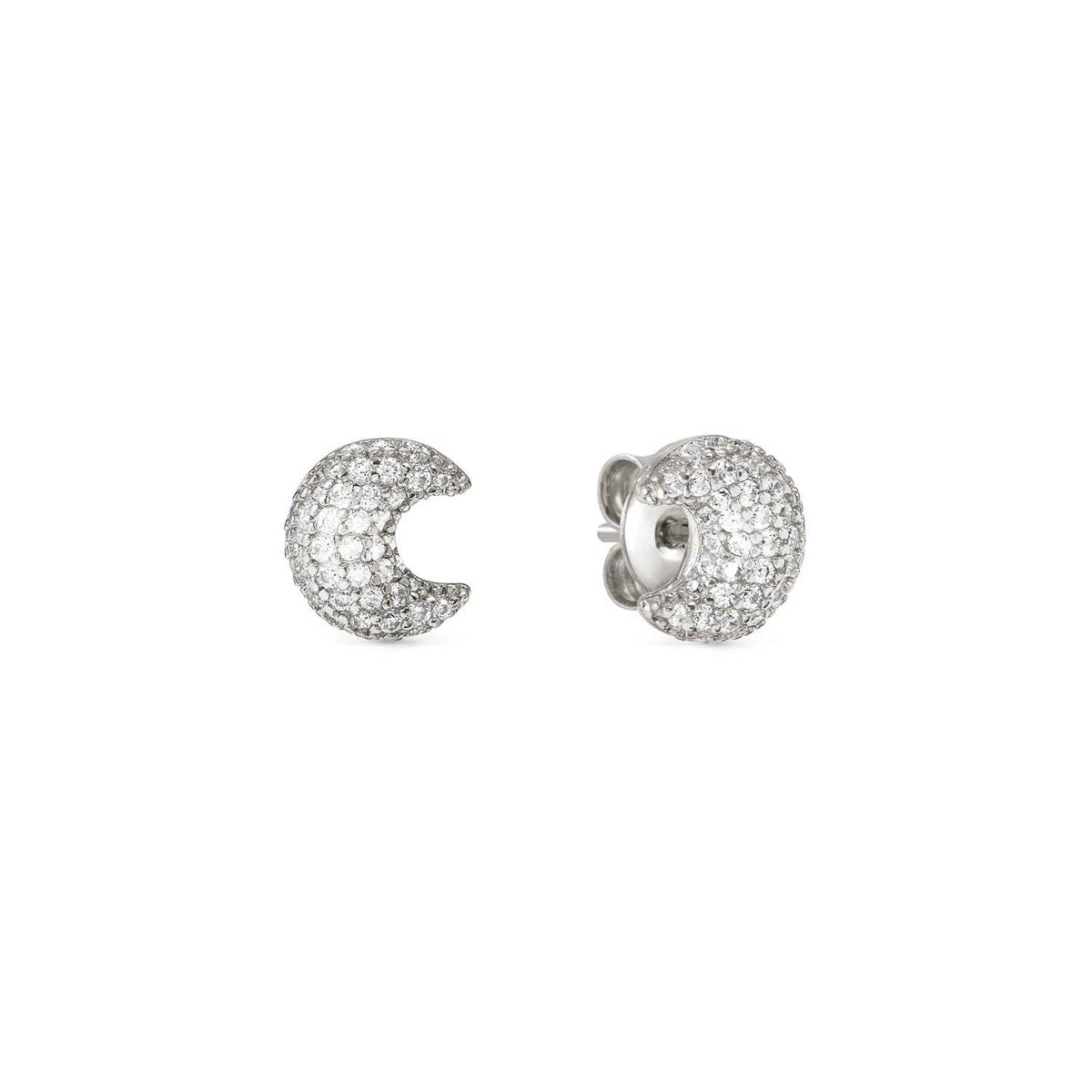 Nomination Silver Lifepoetry White Pavé Moon Earrings
