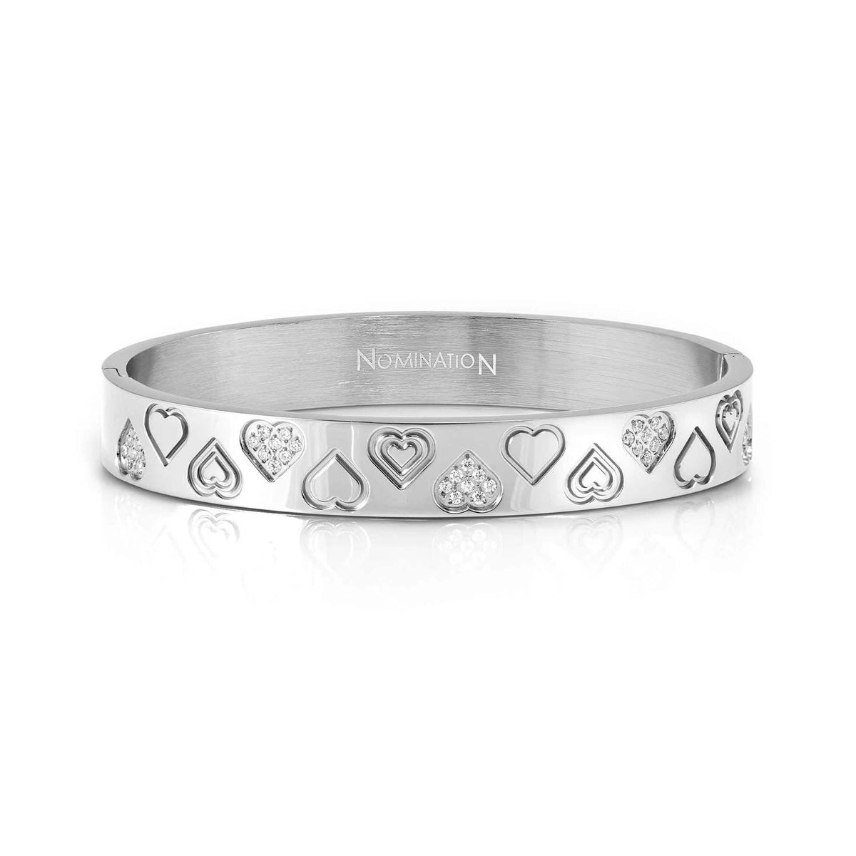 Nomination Silver Pretty Bangles Pavé Hearts Chunky Bangle Small