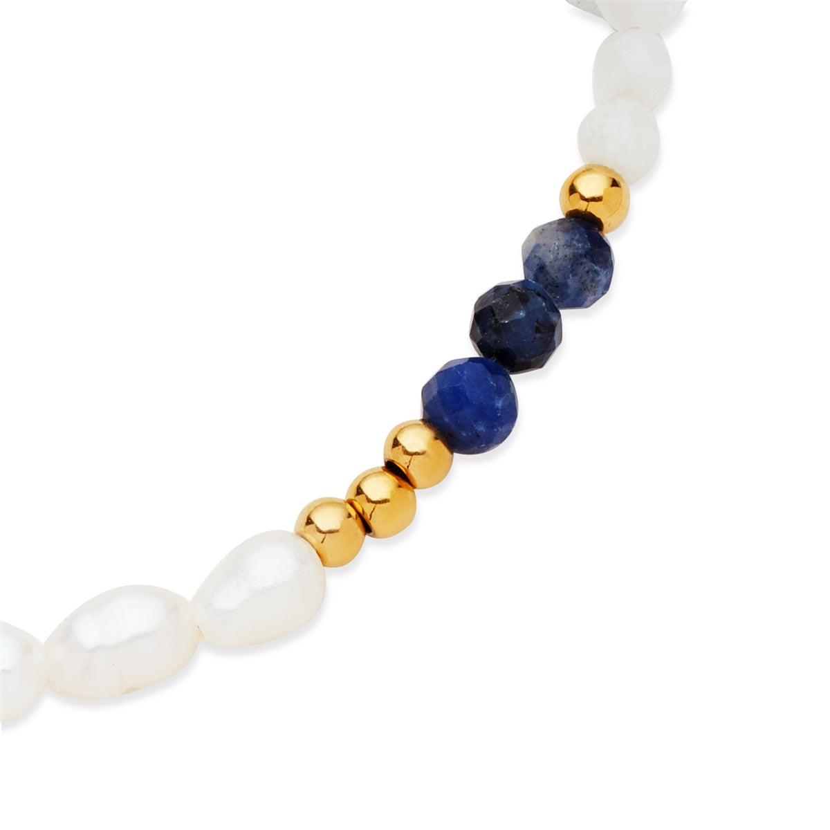 Over & Over Gold Stainless Steel 14k Plated Blue Bead Pearl Bracelet