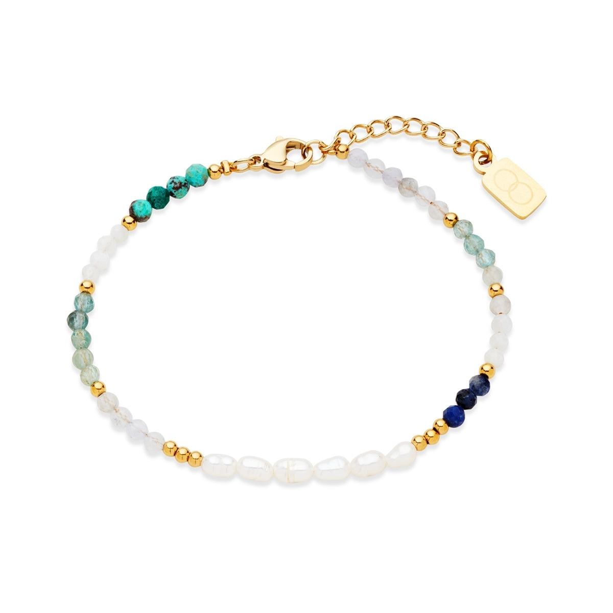 Over & Over Gold Stainless Steel Blue Beaded Pearl Set