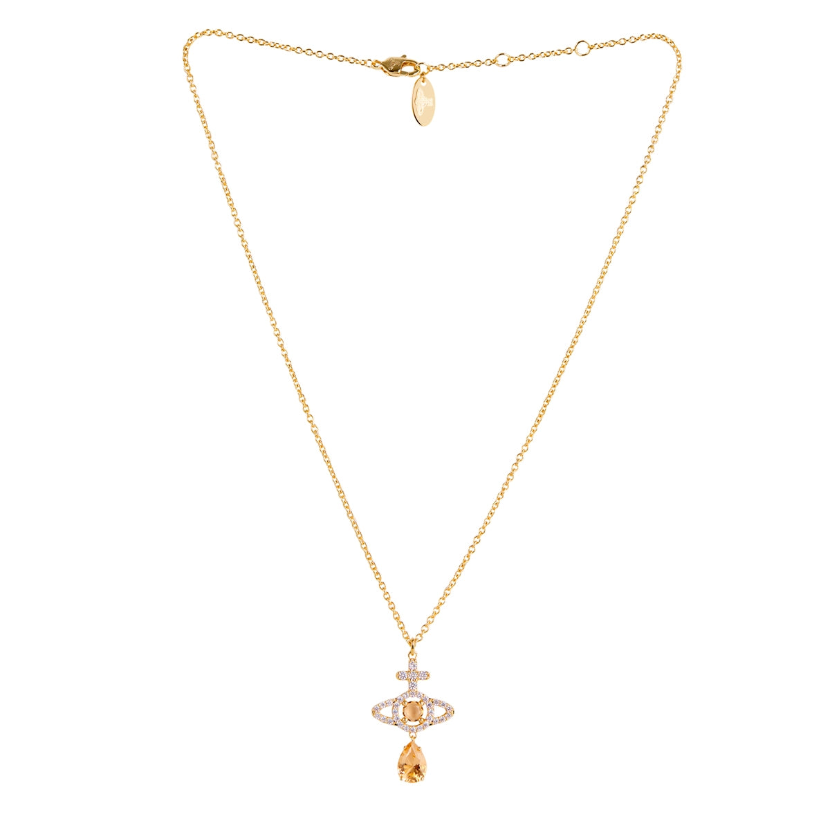 Vivienne Westwood Gold Champagne CZ Olympia Drop Necklace