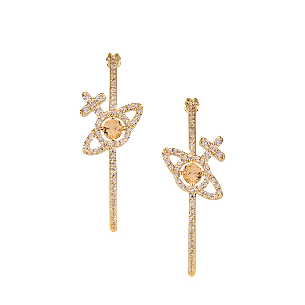 Vivienne Westwood Gold Champagne CZ Olymia Hoops