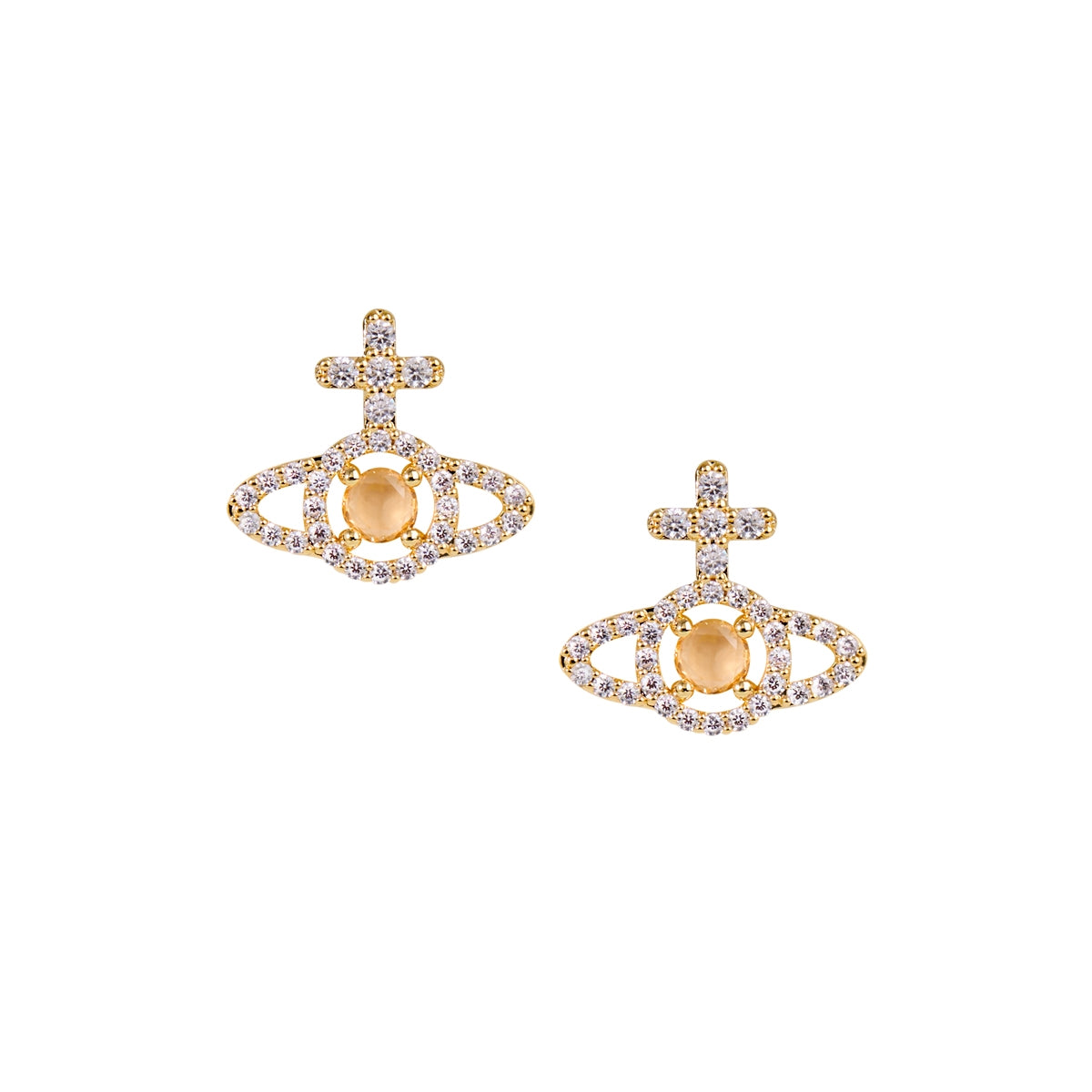 Vivienne Westwood Gold Champagne CZ Olympia Studs