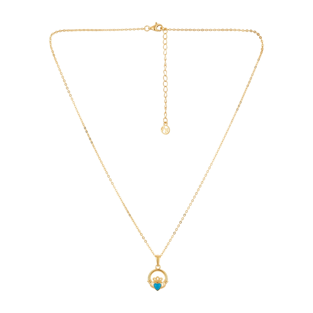 Argento Gold Birthstone December Turquoise Claddagh Necklace