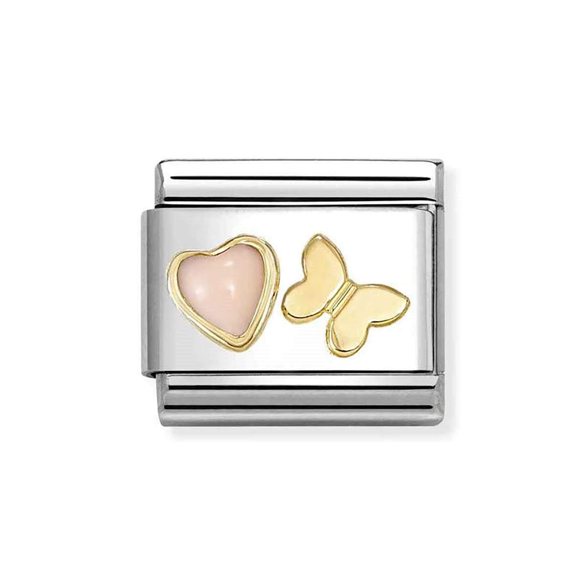 Nomination Coral Pink Heart Butterfly Charm