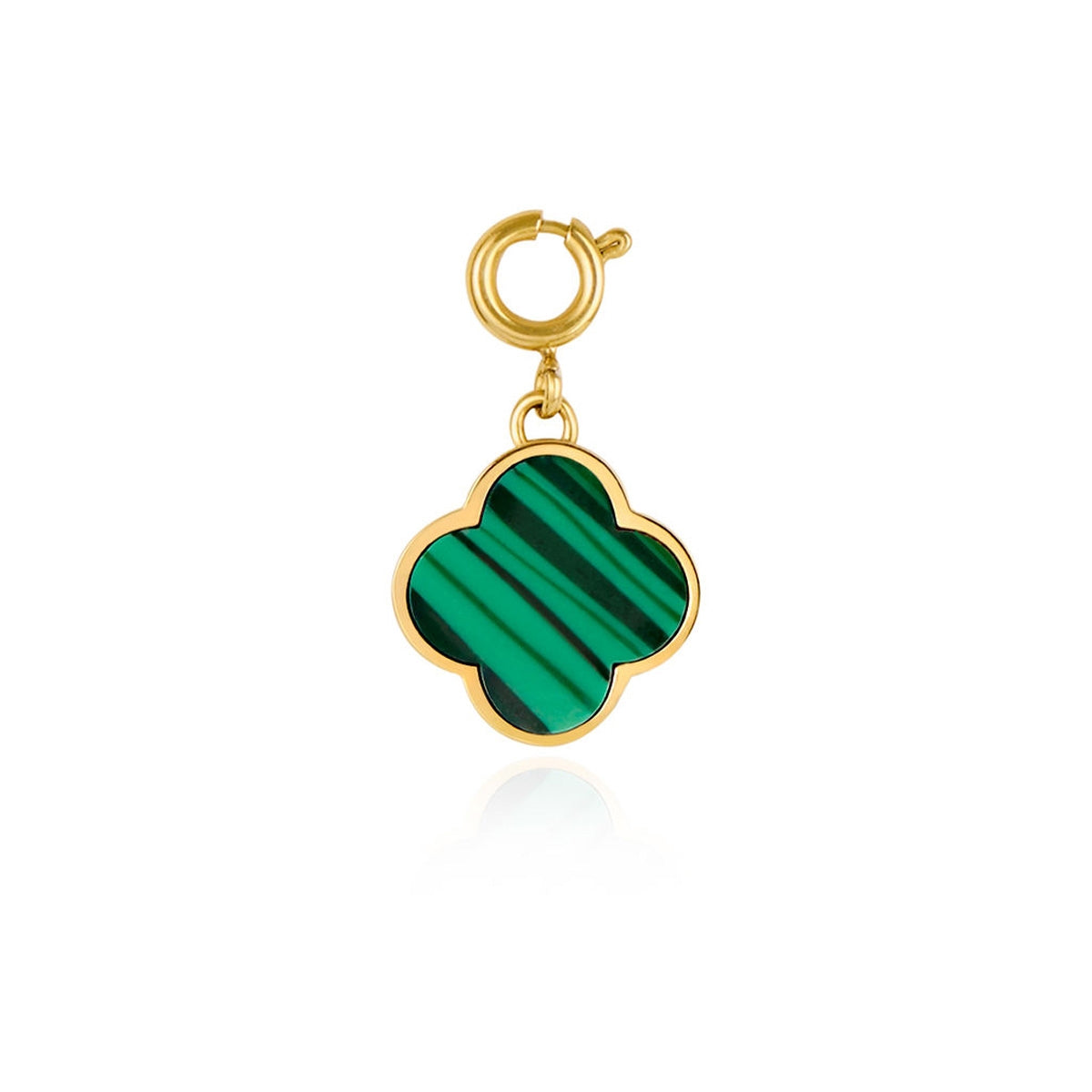 Over & Over Gold 14k Plated Malachite Clover Charm