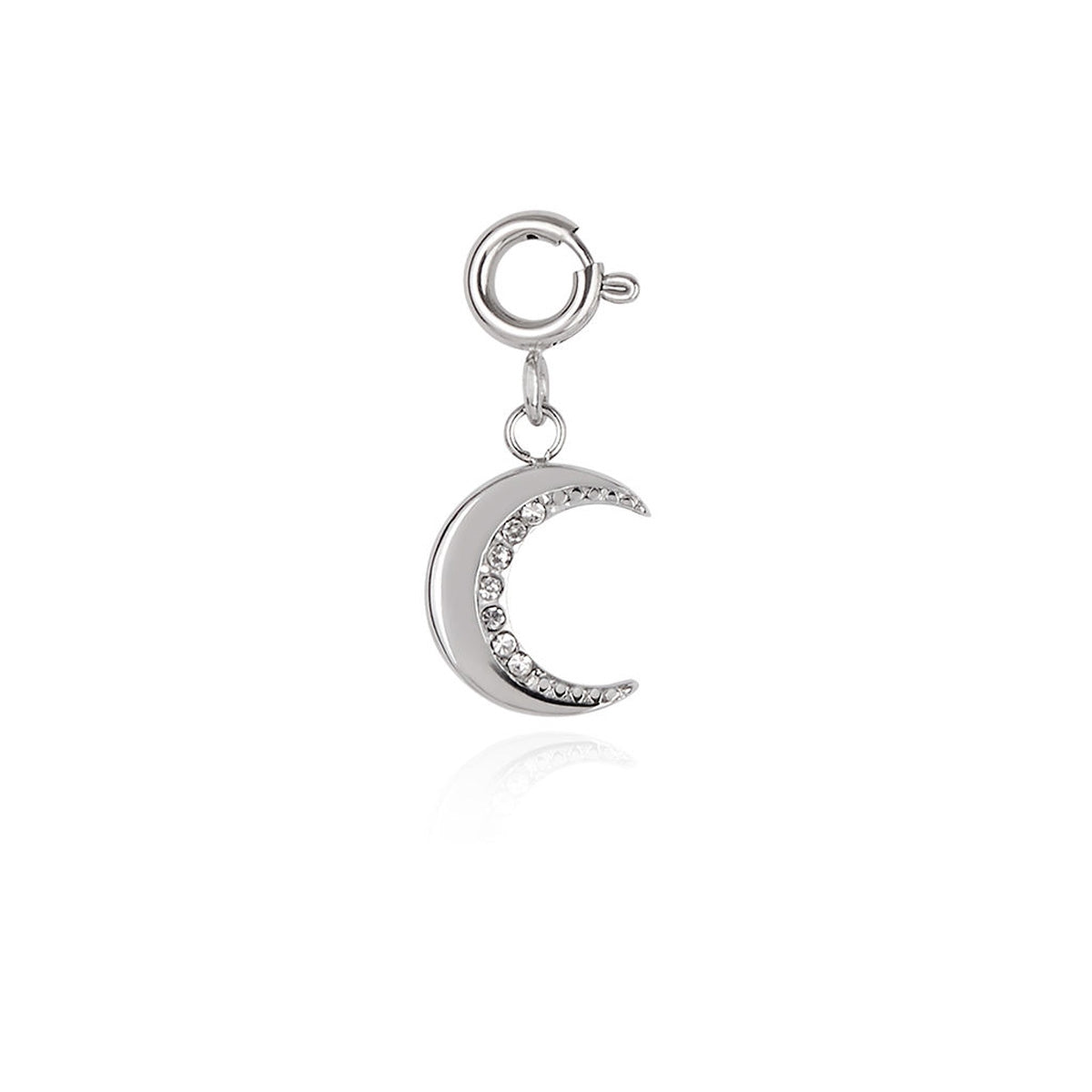 Over & Over Silver Plated CZ Crescent Moon Charm