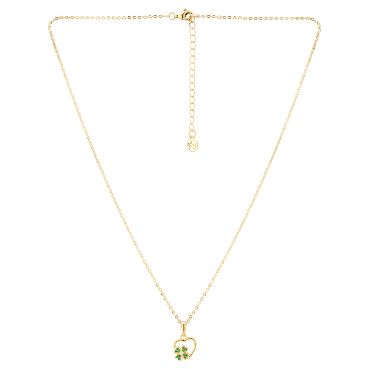 Argento Gold Green Clover Heart Necklace