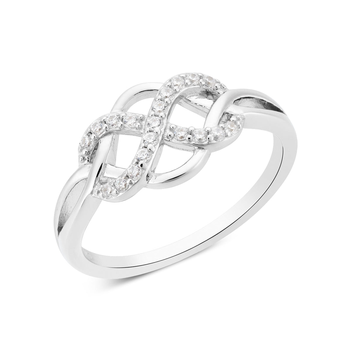 Argento Silver CZ Celtic Infinity Knot Ring
