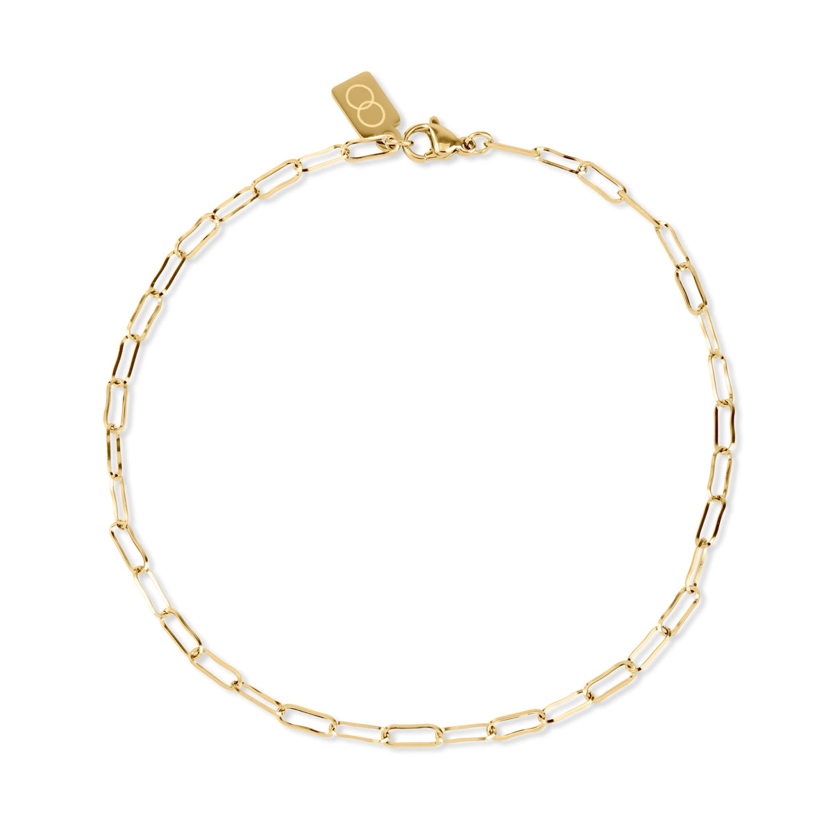 Over & Over Gold 14k Plated Paper Clip Charm Anklet