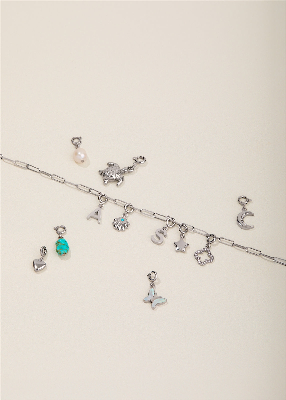 Over & Over Silver Stainless Steel Pearl Charm