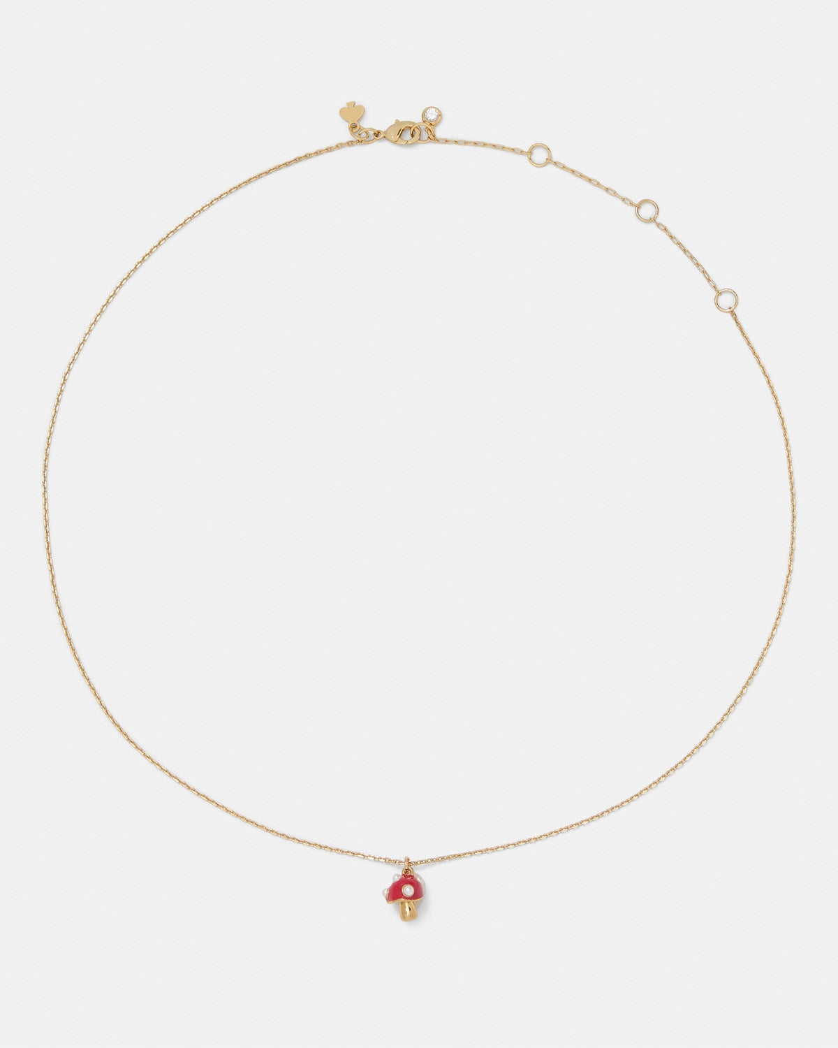 Kate Spade New York Gold Secret Garden Red Enamel Mushroom Necklace